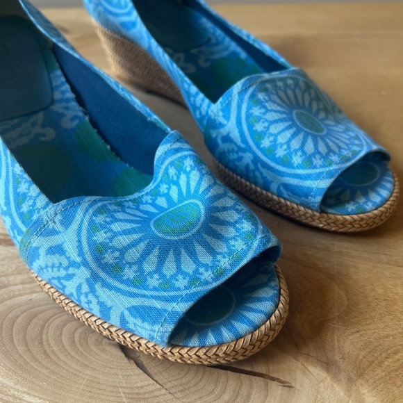 STUART WEITZMAN THEODORA & CALLUM SANDAL 9 ESPADRILLE WEDGE OPEN TOE COASTAL - Picture 3 of 12